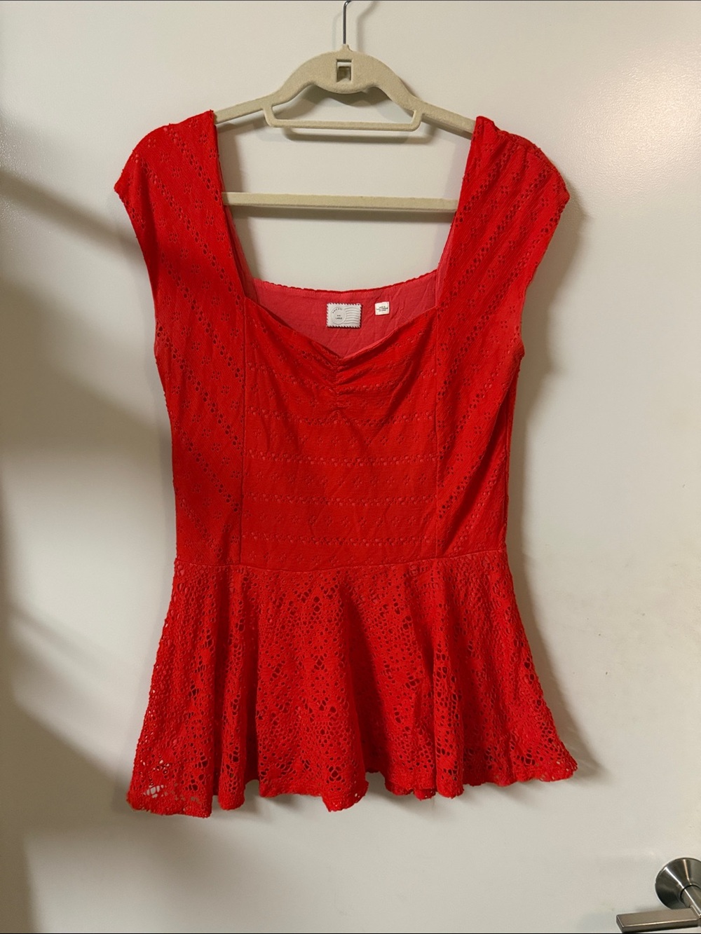 9-HI5 STCL Red Lace Peplum Women's Top - from Anthropologie